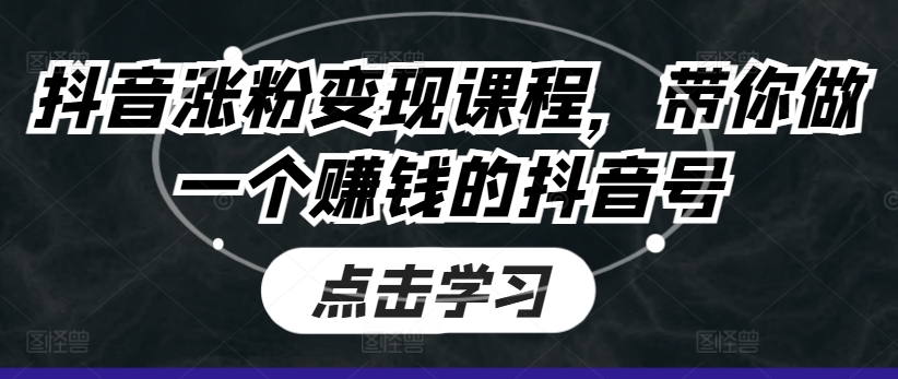 抖音涨粉变现秘籍：打造赚钱抖音号的实战课程-小伟资源网