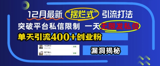 12月新策略：突破私信限制，单日引流400+创业粉的“摆烂式”打法-小伟资源网