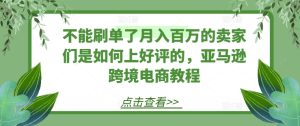 亚马逊卖家新策略:月入百万不再依赖刷单,揭秘好评获取秘籍-小伟资源网