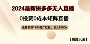 揭秘拼多多顶流玩法：免费领1700红包，无人直播矩阵日入2000+-小伟资源网