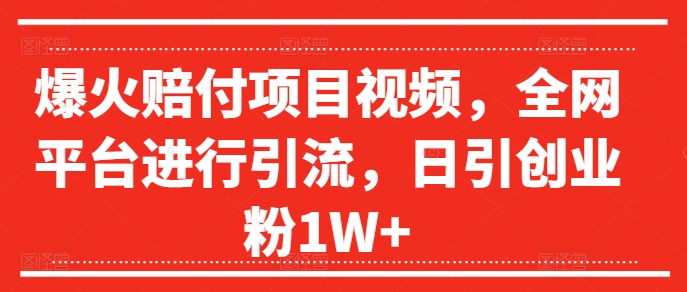 揭秘爆火赔付项目视频：全网平台引流策略，日引创业粉1W+-小伟资源网