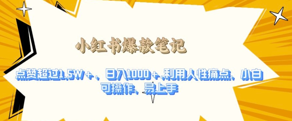 揭秘：如何利用人性痛点打造爆款笔记，轻松日入1k，点赞破1.5W+-小伟资源网