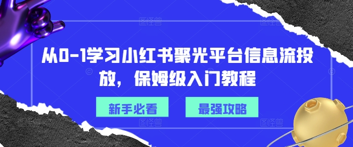 小红书聚光平台信息流投放：从0到1的保姆级入门教程-小伟资源网