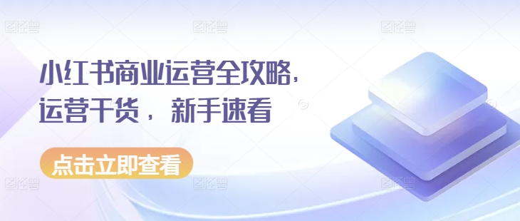 小红书商业运营全攻略：新手必备的运营技巧与实战干货-小伟资源网