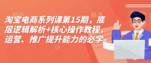 淘宝电商第15期：底层逻辑与核心操作全解析，运营推广能力提升必备课程+资料-小伟资源网