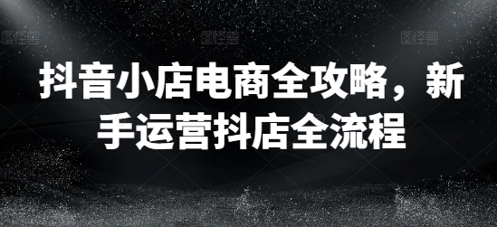 抖音小店运营全攻略：新手开店到爆款打造全流程解析-小伟资源网