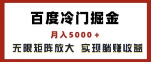 揭秘百度冷门掘金：月入5000+，无限矩阵放大实现管道躺赚收益-小伟资源网