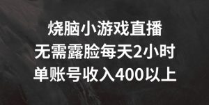 揭秘:无需露脸,每天2小时烧脑小游戏直播,单账号日入400+-小伟资源网