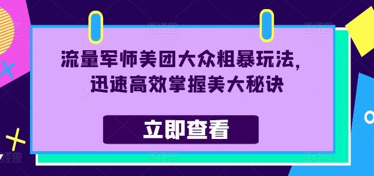美团大众流量策略揭秘：快速掌握高效运营秘诀-小伟资源网