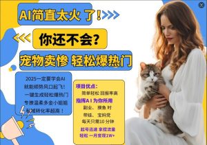 小红书AI宠物卖惨项目：一键生成爆款内容，精准吸引多金小姐姐，私域转化率飙升-小伟资源网