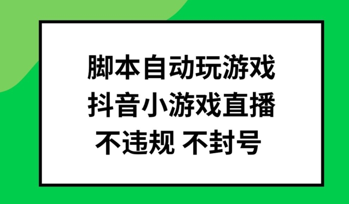 揭秘抖音小游戏直播：脚本自动玩，不违规不封号，批量操作技巧-小伟资源网