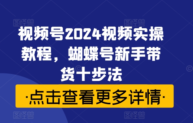 2024视频号实操教程：新手十步法轻松掌握蝴蝶号带货技巧-小伟资源网