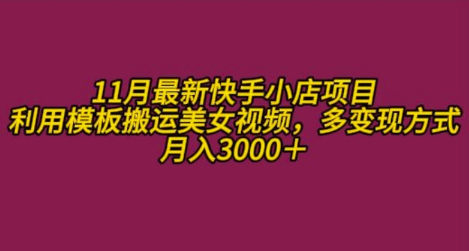 快手小店情趣男粉项目：11月K部落模板搬运美女视频，多变现方式月入3000+-小伟资源网