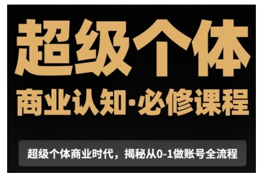 《超级个体商业认知觉醒：从0到1账号全流程必修课》-小伟资源网