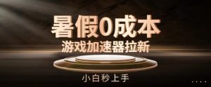 暑假游戏加速器0成本拉新攻略：小白快速上手，无需投资【揭秘】-小伟资源网