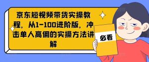 京东短视频带货进阶教程:从入门到高佣,单人实操方法全解析-小伟资源网