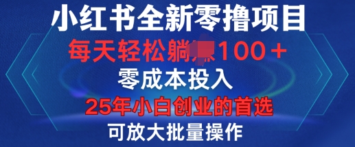 小红书零撸项目揭秘：轻松日入100+，批量操作技巧全解析-小伟资源网