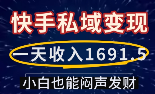 快手私域变现秘籍：小白日赚1691.5，轻松实现财富自由-小伟资源网