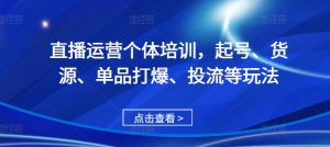 直播运营全攻略：起号、货源、单品打爆与投流技巧培训-小伟资源网