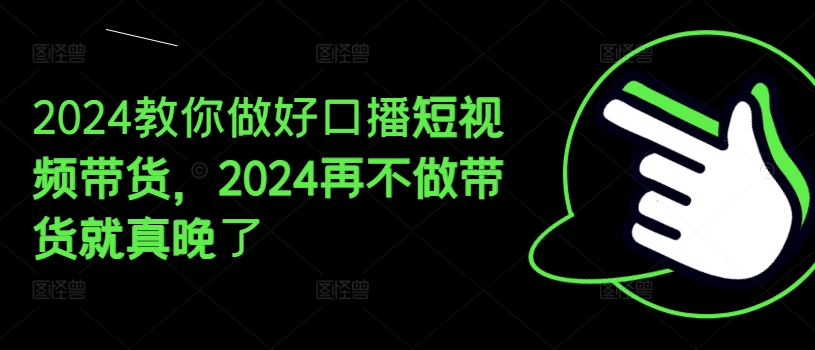 2024口播短视频带货全攻略：抓住机遇，轻松实现销售增长-小伟资源网