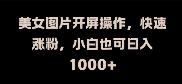 揭秘：美女图片开屏操作，小白也能日入1k的快速涨粉秘籍-小伟资源网