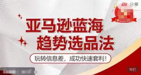 亚马逊蓝海选品策略：利用信息差快速套利，掌握趋势赢在起跑线-小伟资源网