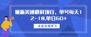 揭秘美团截屏项目:单号日赚12-18元,轻松实现日收入60+-小伟资源网