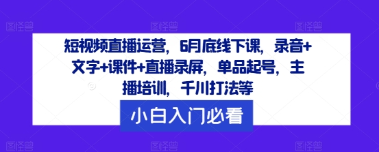 短视频直播运营实战课：单品起号、主播培训与千川打法全攻略-小伟资源网