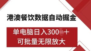 港澳餐饮数据自动化掘金：单机日入多张，支持矩阵批量无限操作【揭秘】-小伟资源网