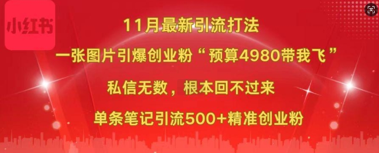 小红书11月爆款图片引流秘籍：4980预算单条吸引500+精准创业粉-小伟资源网