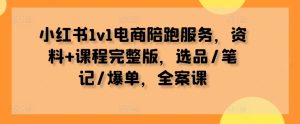 小红书电商陪跑服务:选品、笔记、爆单全案课程,1v1指导助你快速上手-小伟资源网