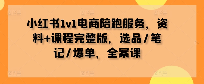 小红书电商陪跑服务：选品、笔记、爆单全案课程，1v1指导助你快速上手-小伟资源网