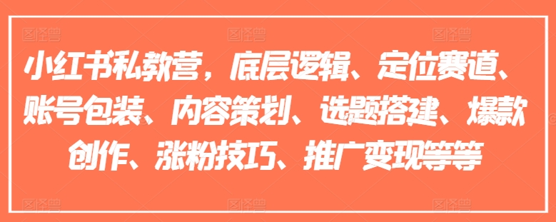 小红书私教营：从定位到变现，全方位打造爆款账号与涨粉技巧-小伟资源网