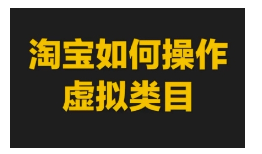 淘宝虚拟类目操作指南：从入门到精通的实操教程-小伟资源网