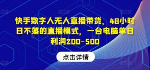 快手数字人无人直播:48小时不间断带货,单日利润高达500元-小伟资源网