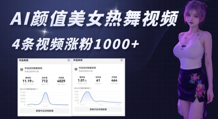 AI美女热舞视频爆红，4条视频吸粉1000+，6分钟快速制作实测-小伟资源网