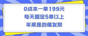 【揭秘】0成本日赚199元，年底爆发期每日固定5单以上-小伟资源网