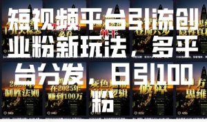 短视频平台创业粉引流新策略:多平台分发,日增百粉轻松实现-小伟资源网
