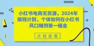 2024年小红书电商无货源创业指南：个体如何抓住风口赚取第一桶金-小伟资源网