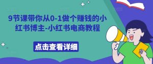从零开始：9节课教你成为赚钱的小红书博主，掌握电商运营技巧-小伟资源网