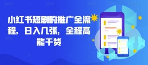 小红书短剧推广全攻略:日入数张,高能干货全程解析-小伟资源网