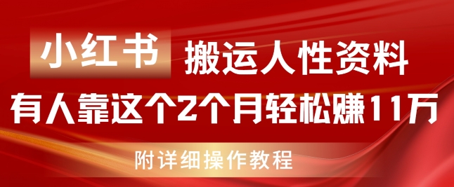 揭秘：小红书搬运人性资料，2个月轻松赚11w的暴利教程-小伟资源网