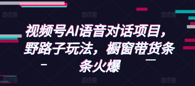 视频号AI语音对话项目：野路子玩法引爆橱窗带货，条条火爆-小伟资源网