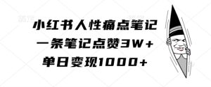 小红书爆款笔记：3W+点赞，单日变现1k，揭秘人性痛点营销策略-小伟资源网