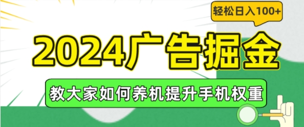 2024广告掘金秘籍：养机提升手机权重，轻松日入100+【揭秘】-小伟资源网