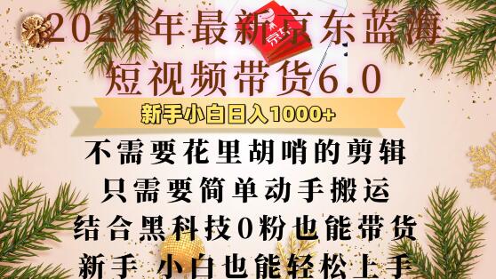 京东蓝海短视频带货6.0：无需剪辑，简单搬运结合黑科技，0粉也能轻松带货【揭秘】-小伟资源网
