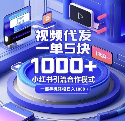 揭秘小红书视频代发合作模式：一单5元，手机操作轻松日赚多张-小伟资源网