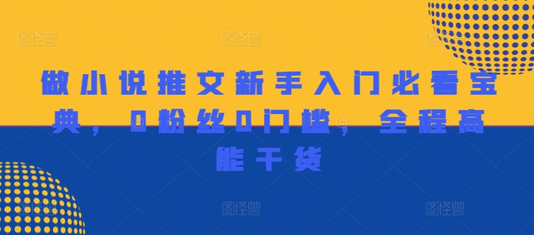 新手必看：0粉丝0门槛小说推文入门宝典，全程高能干货指南-小伟资源网