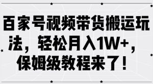 揭秘百家号视频带货搬运技巧:月入1W+的保姆级教程-小伟资源网