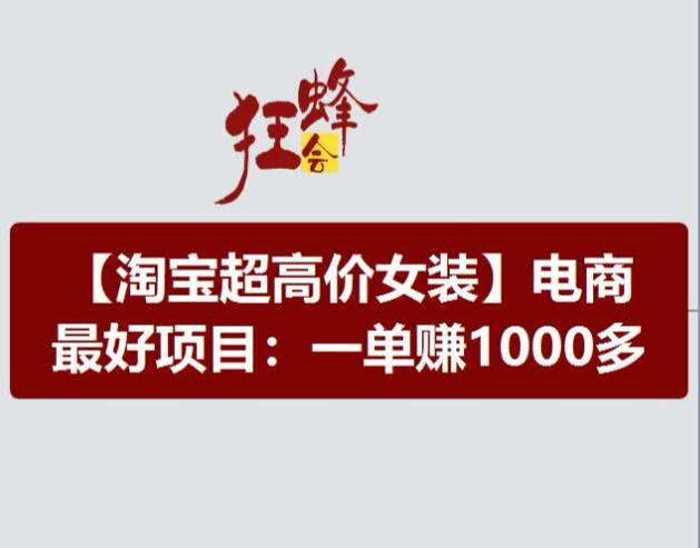 淘宝高价女装项目：电商黄金赛道，单笔利润超千元-小伟资源网